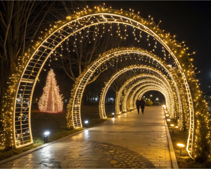 String Light Tunnels for Grand Entrances
