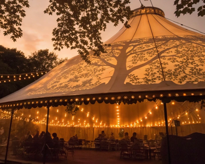 Textured Gobo Fields Over Tents and Canopies