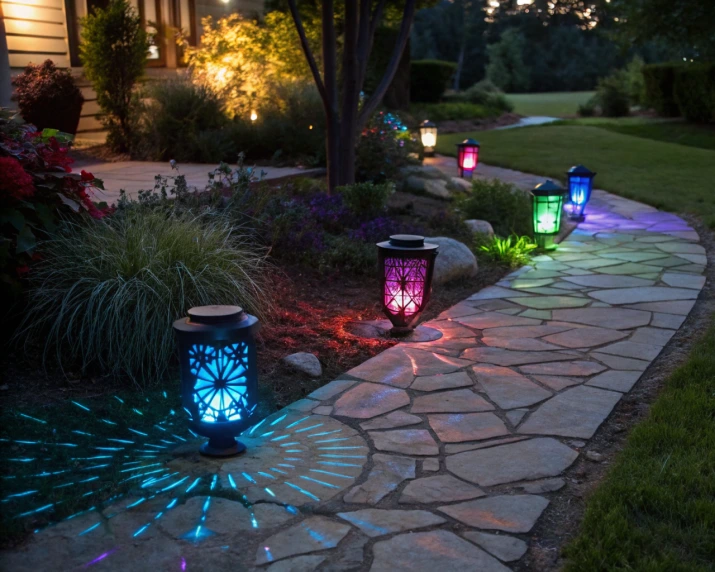 Color Shifting Pathway Lanterns for Outdoor Areas
