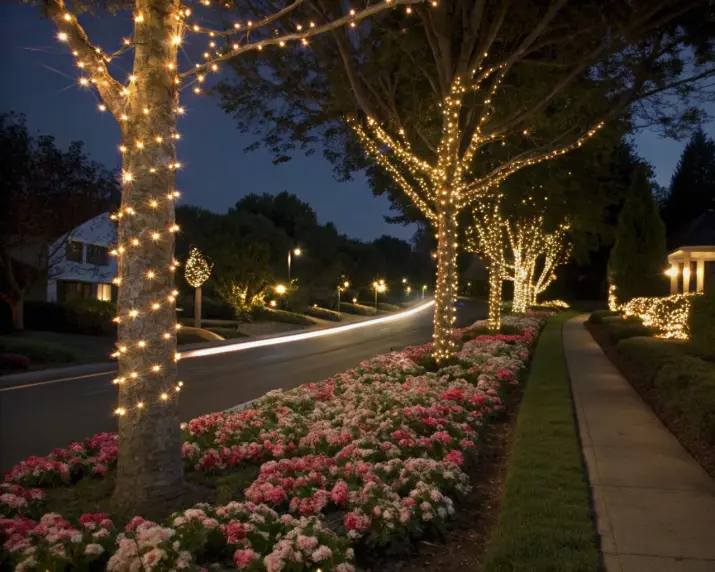 Install Christmas Lights on Outdoor Trees
