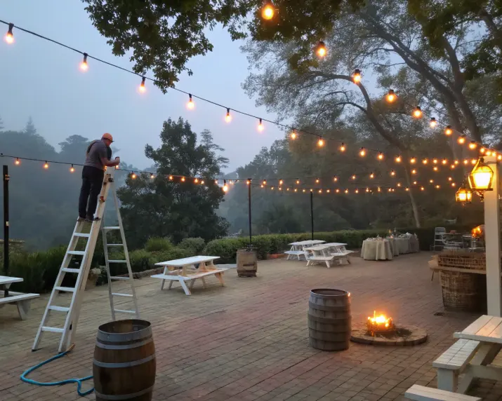 Attaching outdoor light string